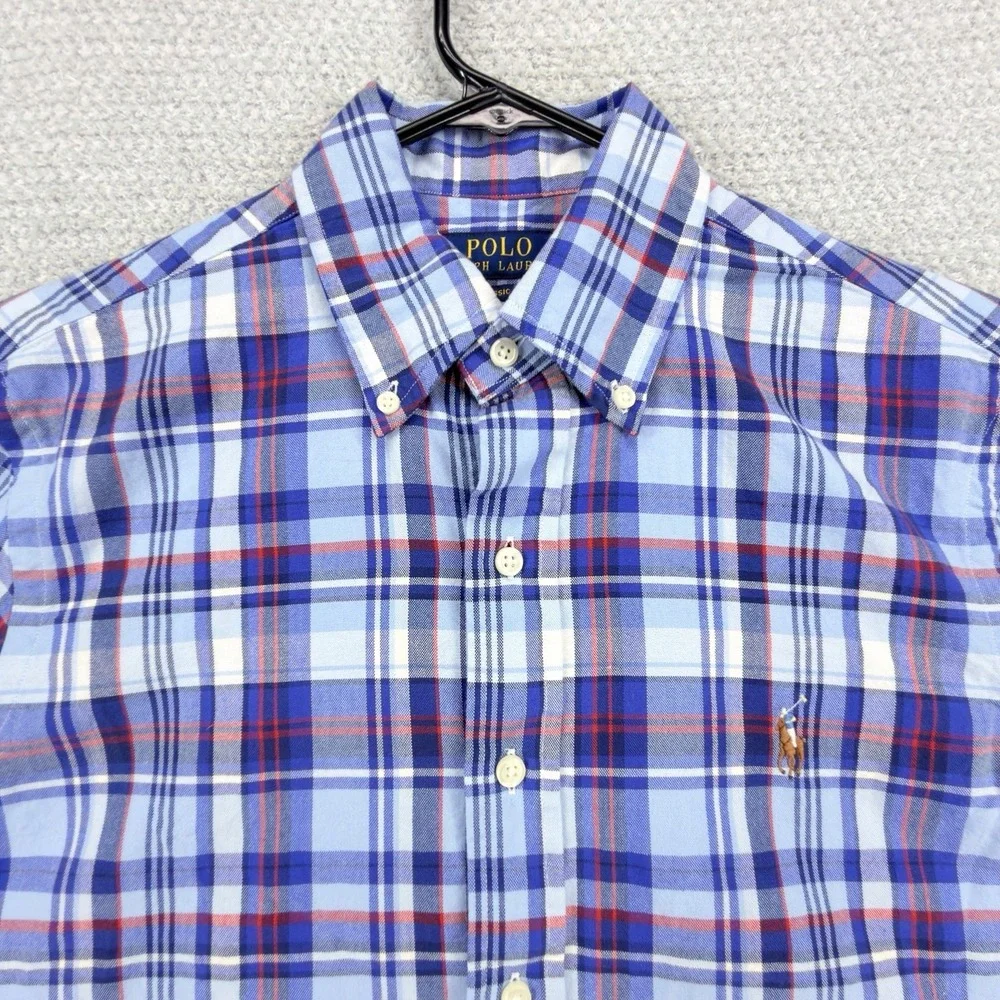 NWT Polo Ralph Lauren Classic Fit Plaid Button Down Shirt Mens Small Blue Cotton